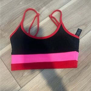 Beach riot Sports Bra - Black, Pink, and Red